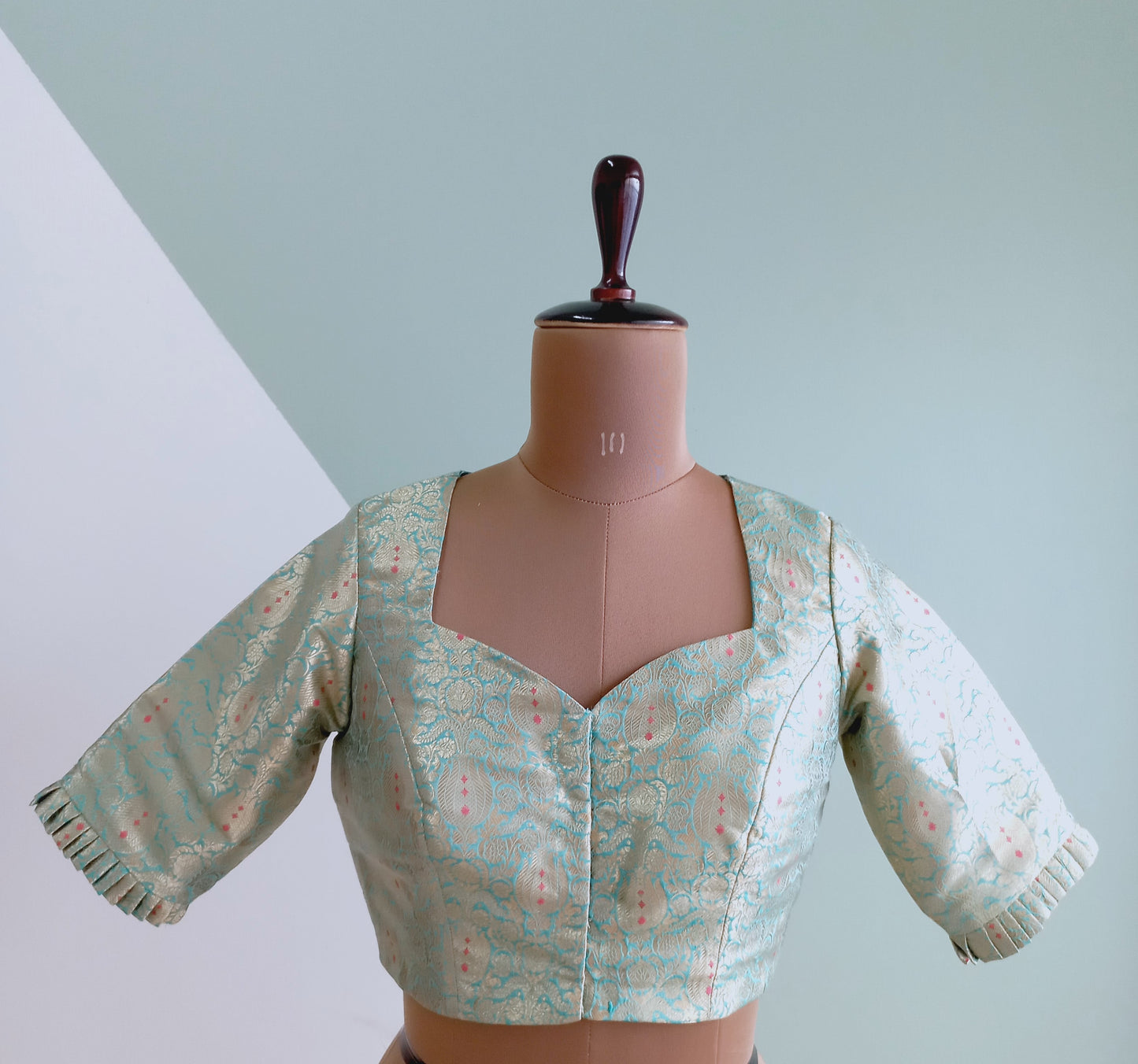 Teal green Brocade blouse-Alankrutha