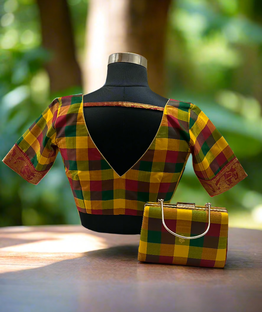 Silk checks blouse-Alankrutha