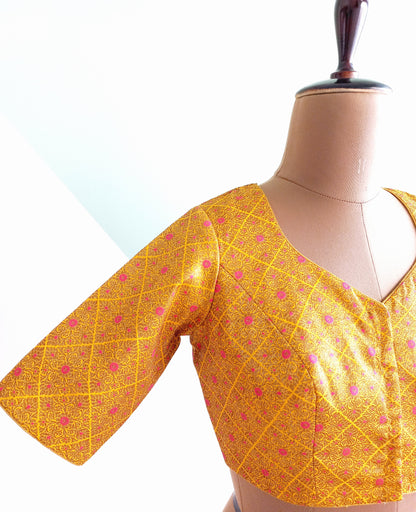 Yellow Brocade Blouse- Alankrutha