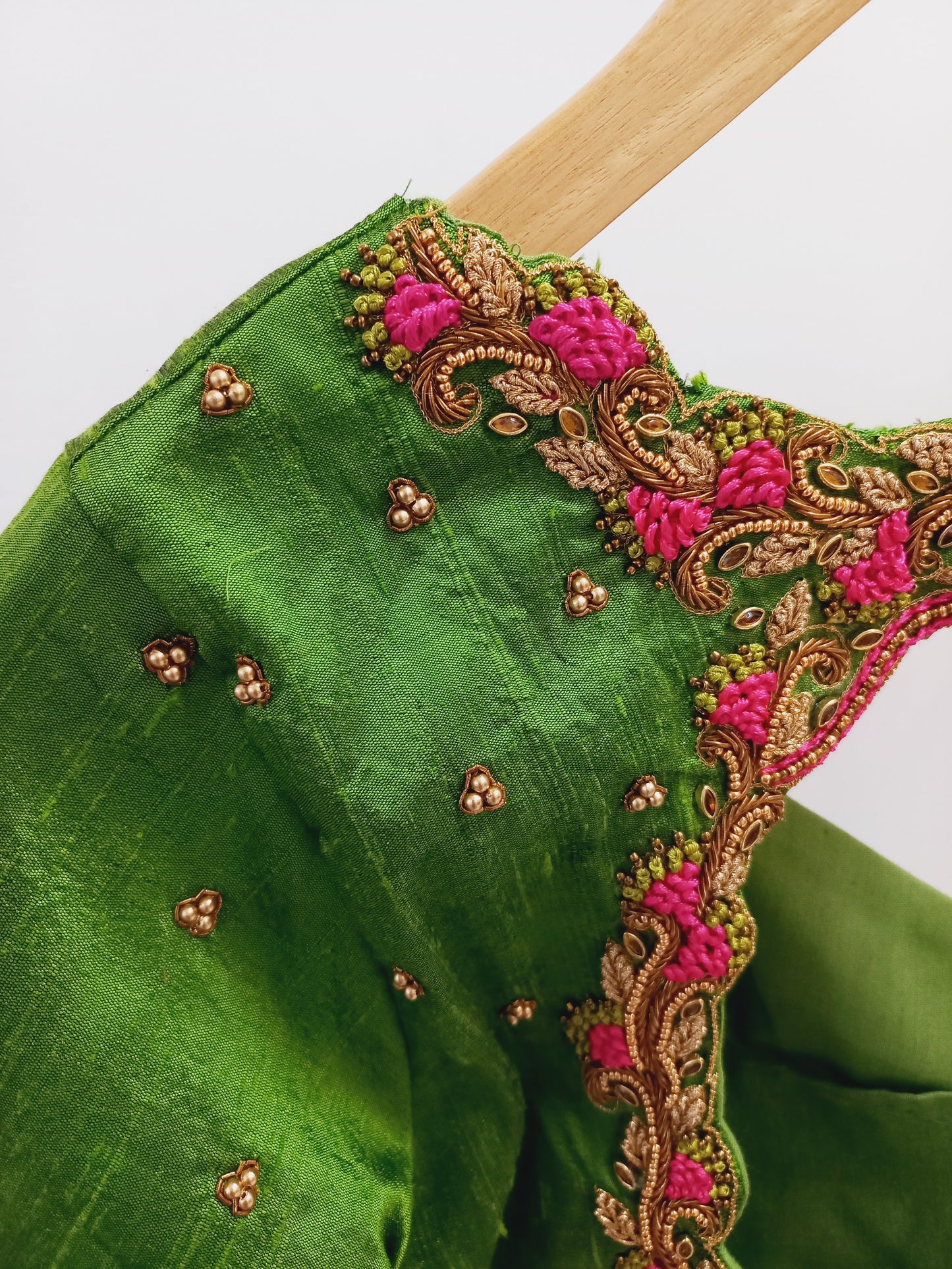 Designer Hand Embroidered Silk Blouse- Alankrutha