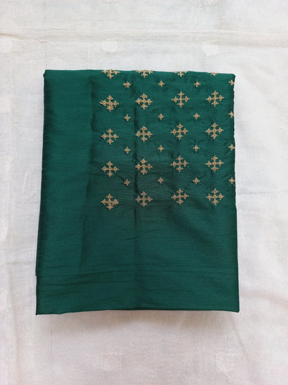 Unstitched Bottle Green Raw Silk Fabric- Clearance Sale