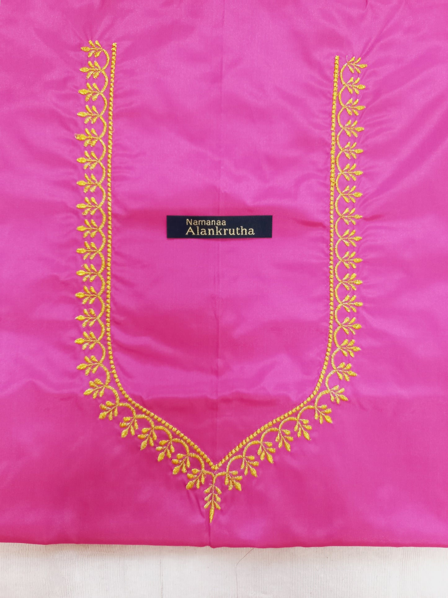 Unstitched Cotton Silk Pink embroidered Blouse fabric