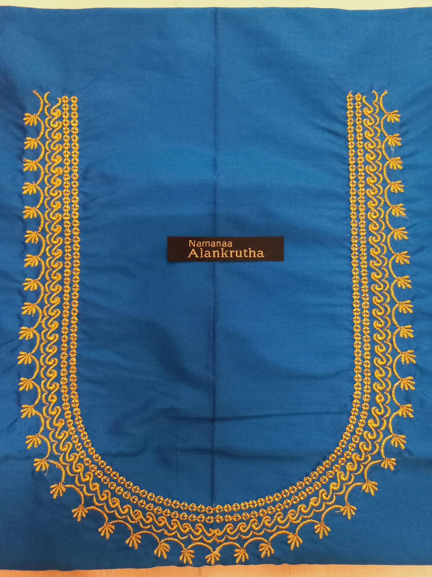 Unstitched Blue Cotton Silk Embroidered Blouse Fabric