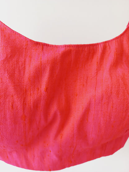 Pink Sleeveless Raw Silk Blouse