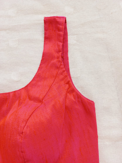 Pink Sleeveless Raw Silk Blouse