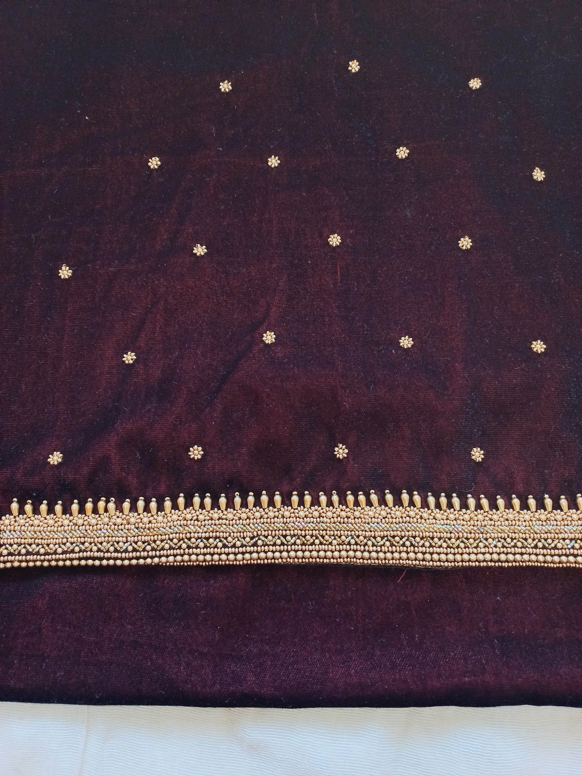 Hand Embroidered Velvet Fabric- ALankrutha