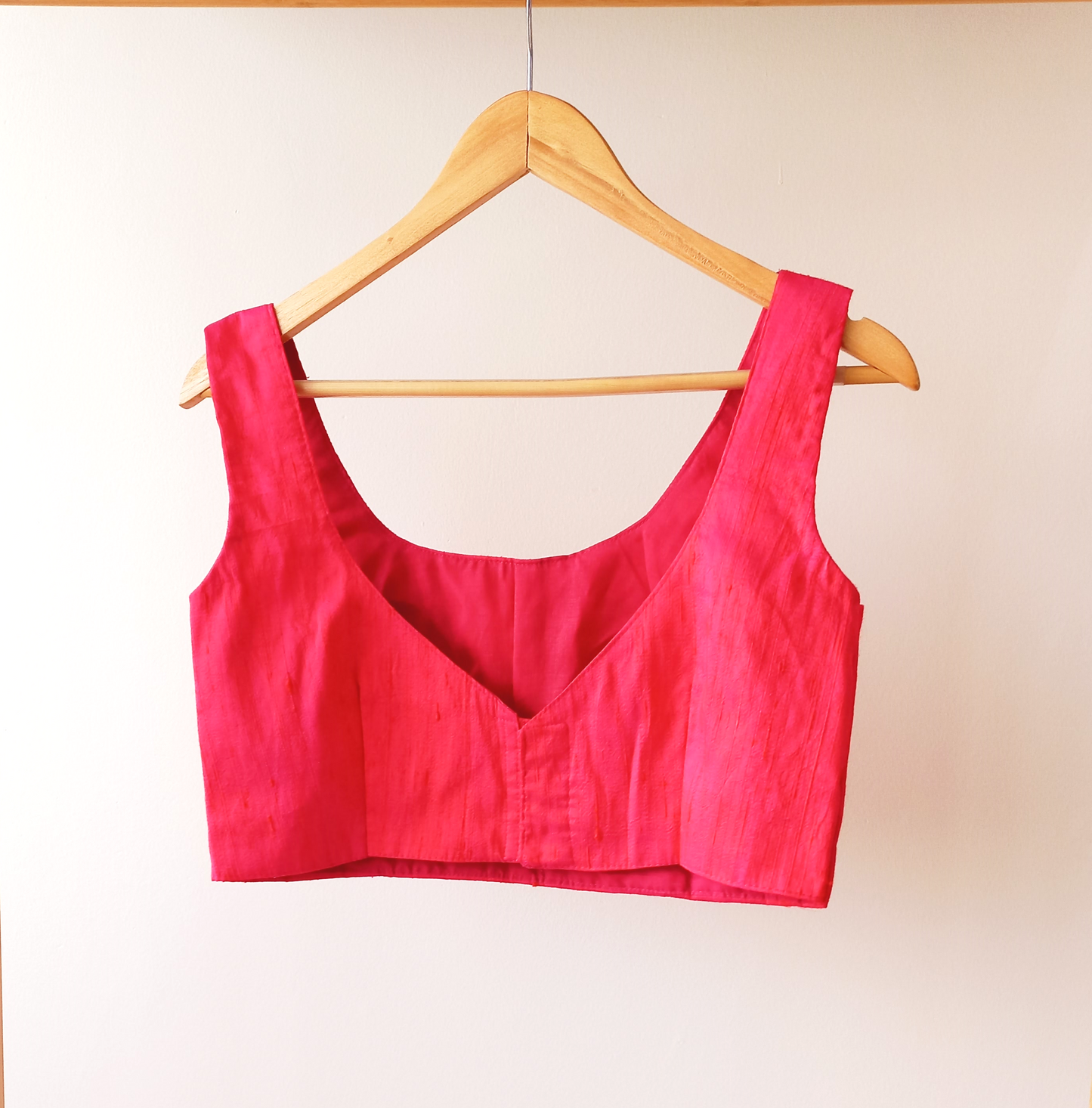 Pink Sleeveless Raw Silk Blouse