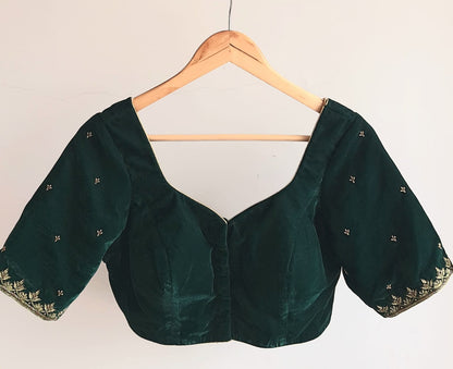 Green Velvet Blouse-Alankrutha