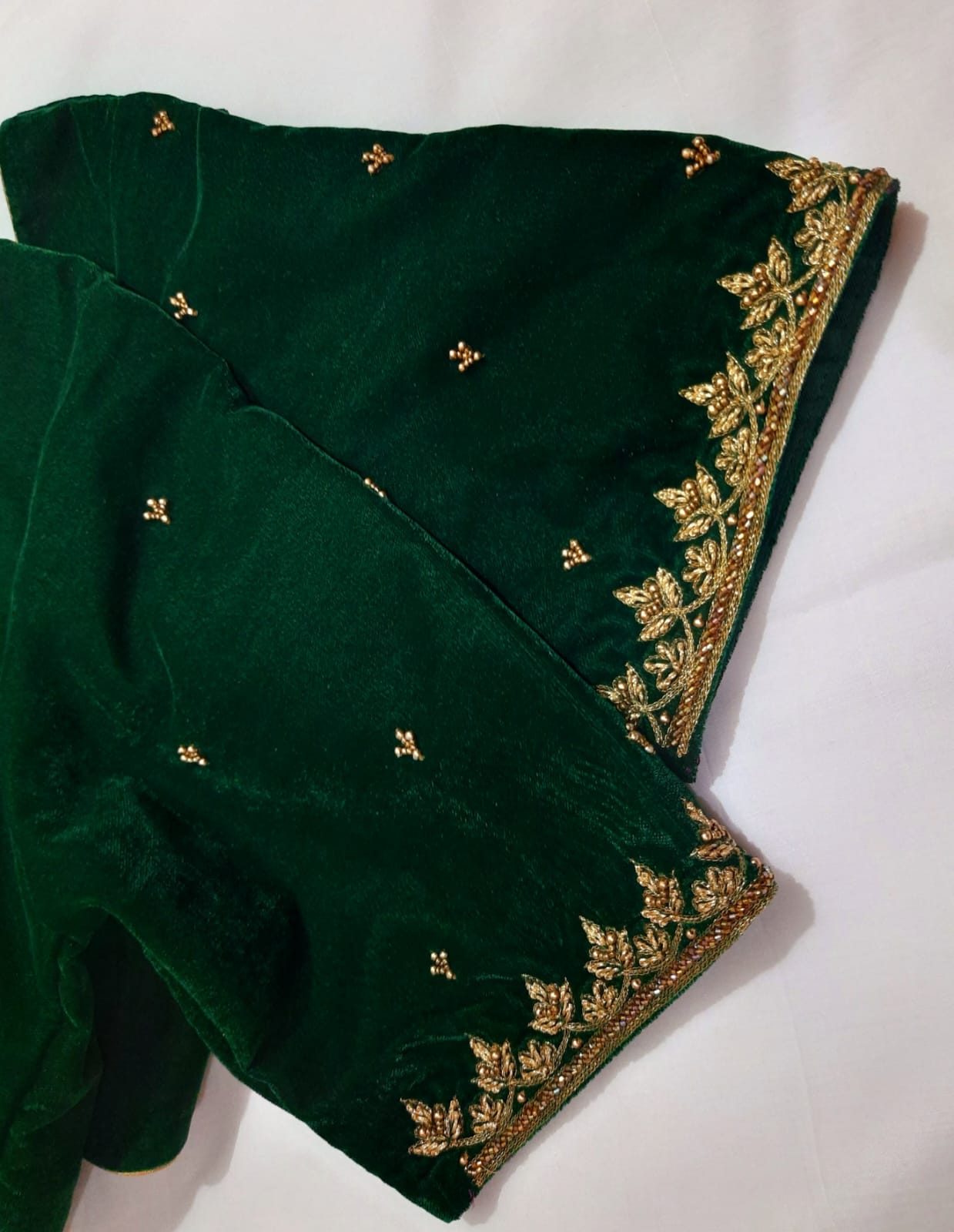 green readymade Velvet Blouse -Alankrutha