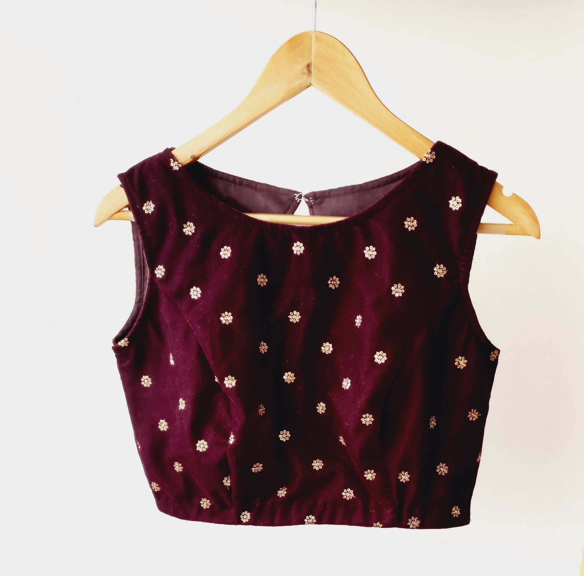 Burgundy Velvet Blouse/ Crop top-Alankrutha