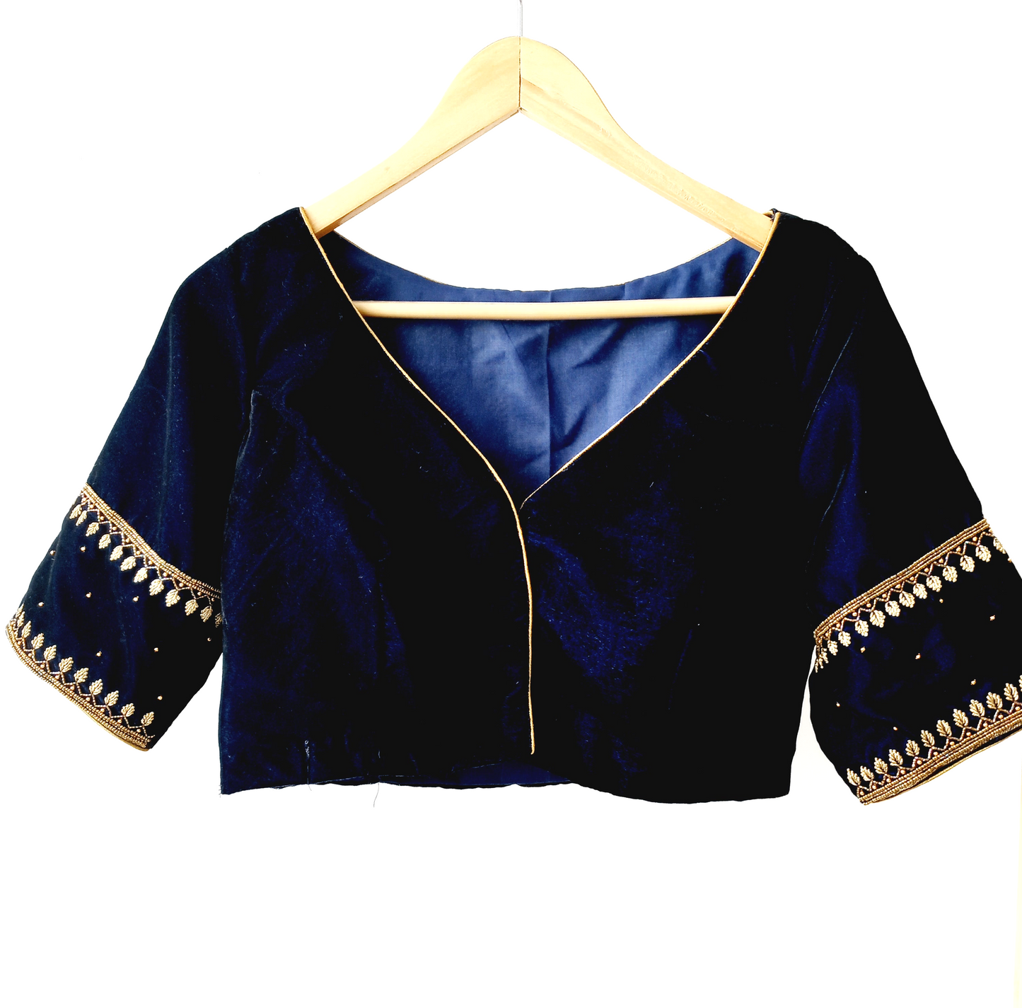 Dark blue velvet Blouse - Alankrutha